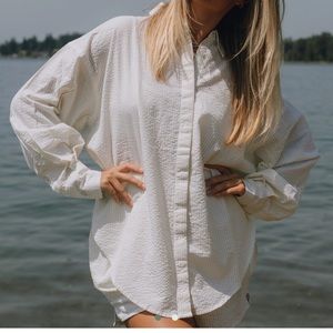 Daily Drills Yellow Stripe Seersucker button down and shorts set both size XS.